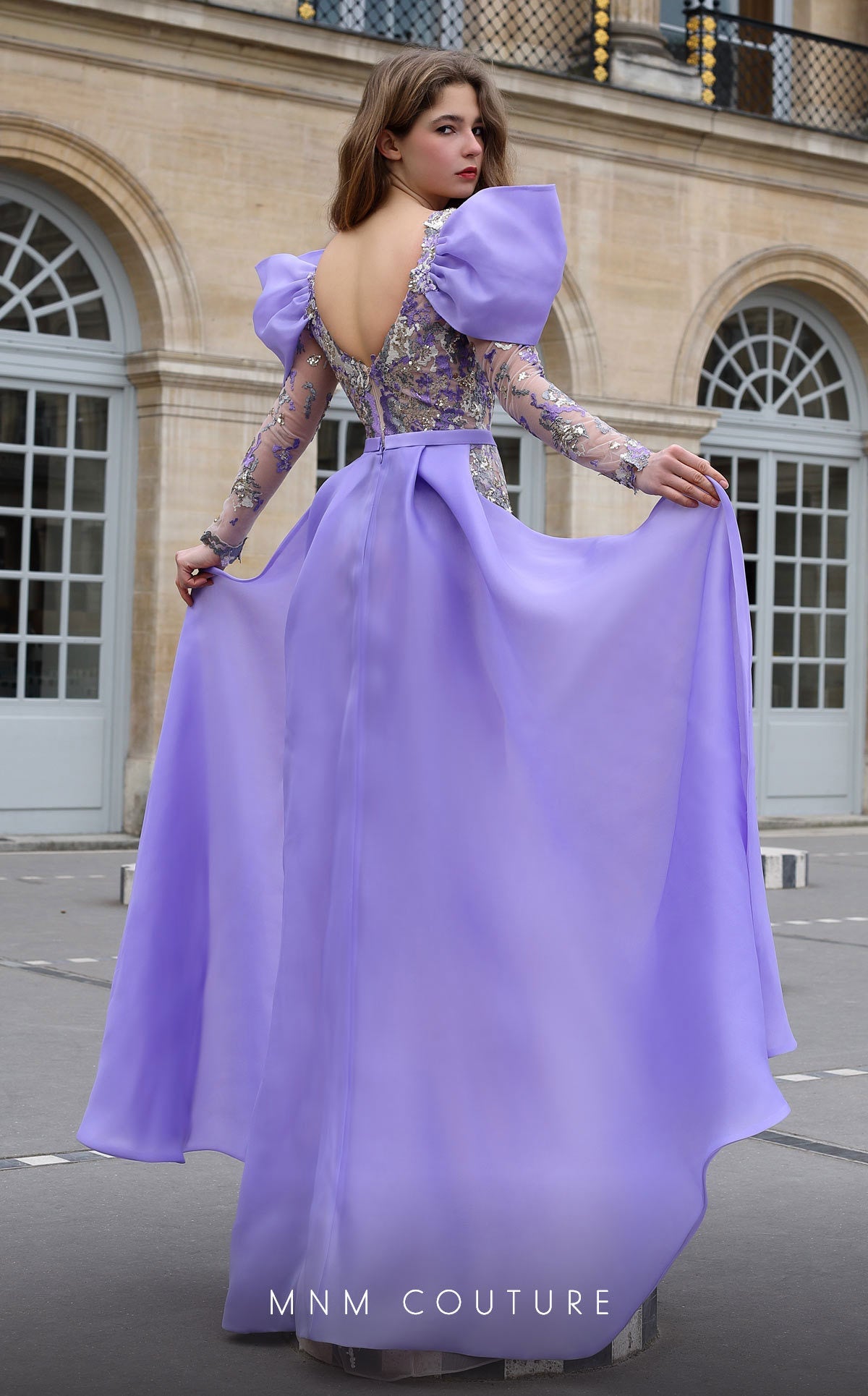 Formal Dresses Fitted Long Sequin Applique Overskirt Formal Dress Purple