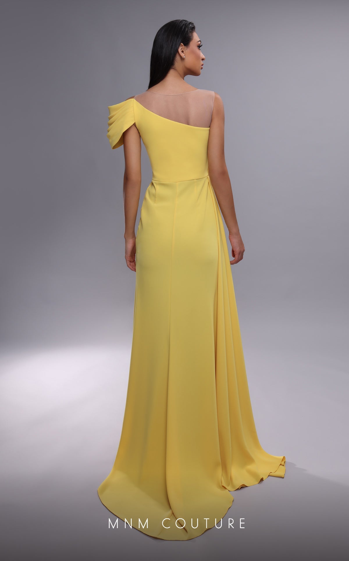Formal Dresses Long Formal Pleated High Slit Evening Dress Yellow