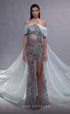 Formal Dresses Beaded Long Formal Tiered Slit Evening Dress Aqua