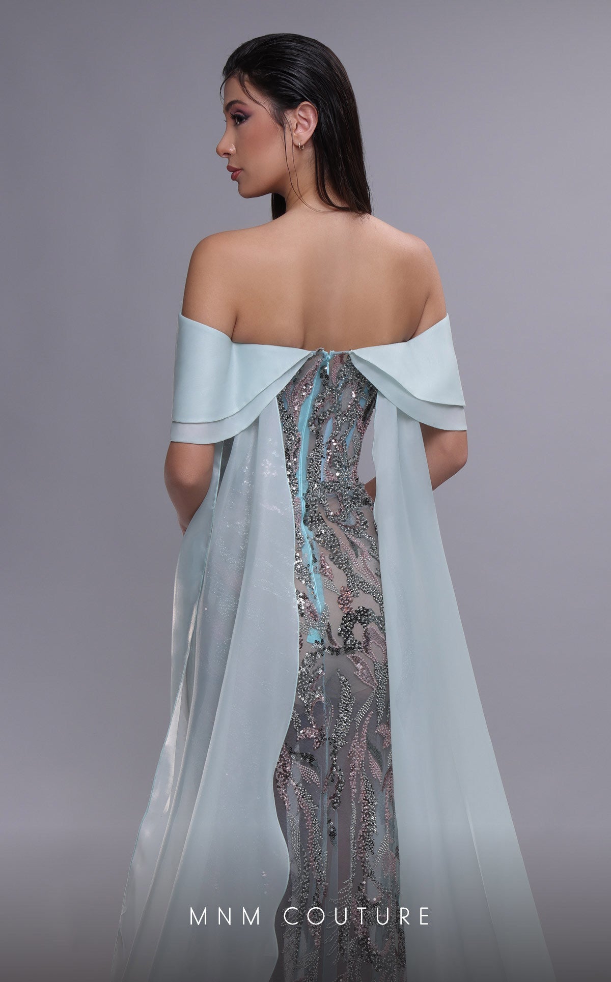 Formal Dresses Beaded Long Formal Tiered Slit Evening Dress Aqua