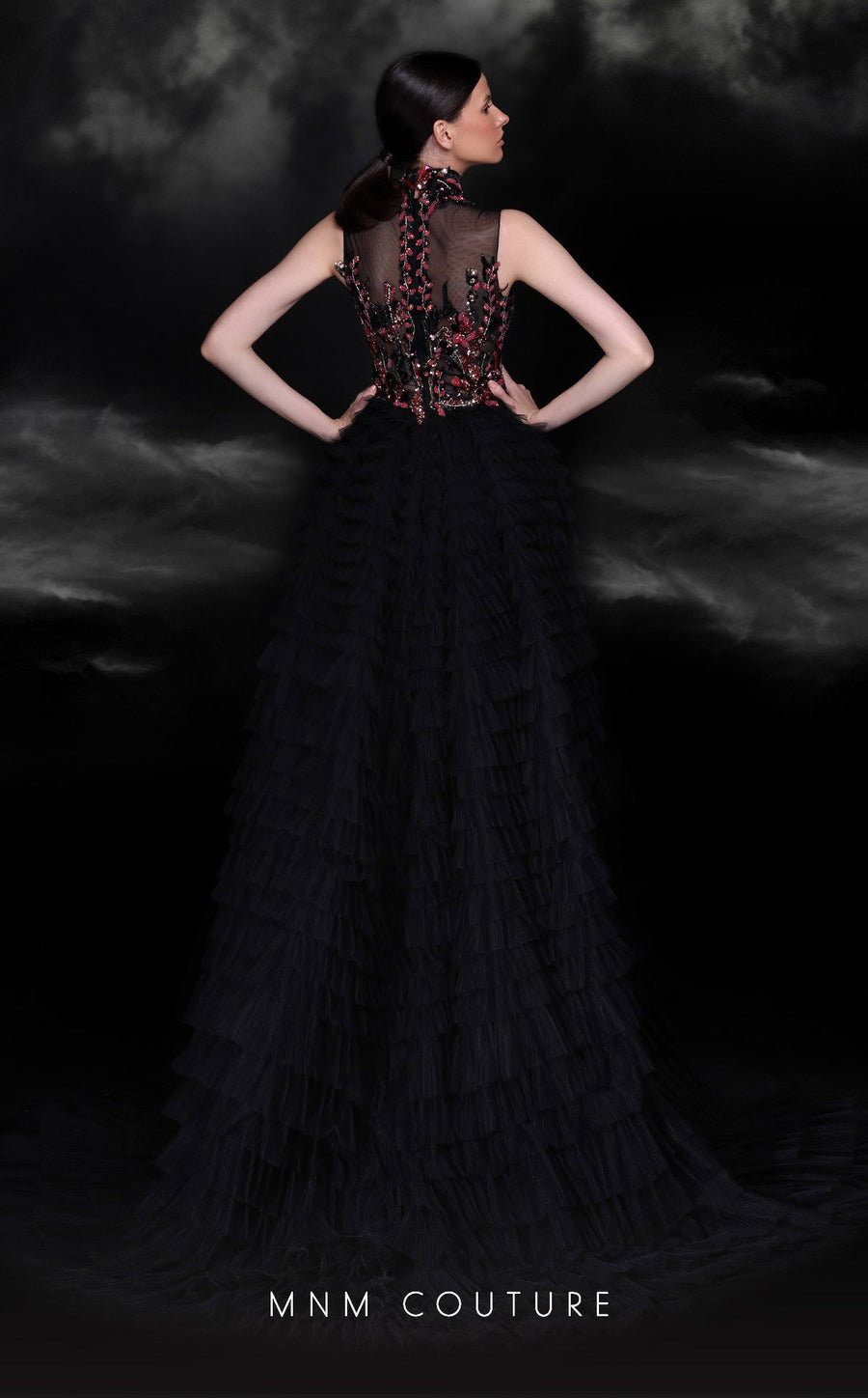 Formal Dresses Beaded Formal Long Overskirt Evening Dress Black