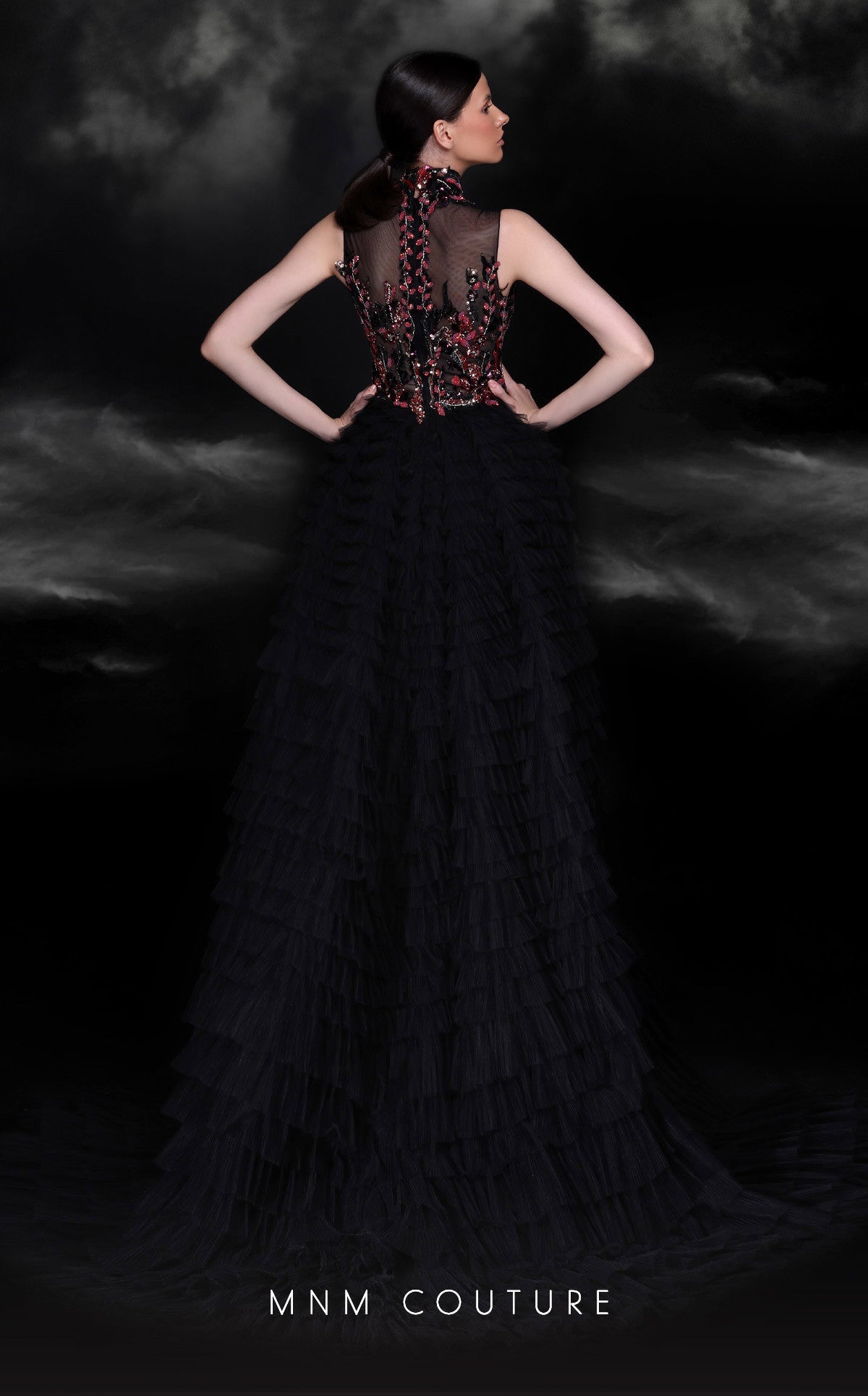 Formal Dresses Beaded Formal Long Overskirt Evening Dress Black