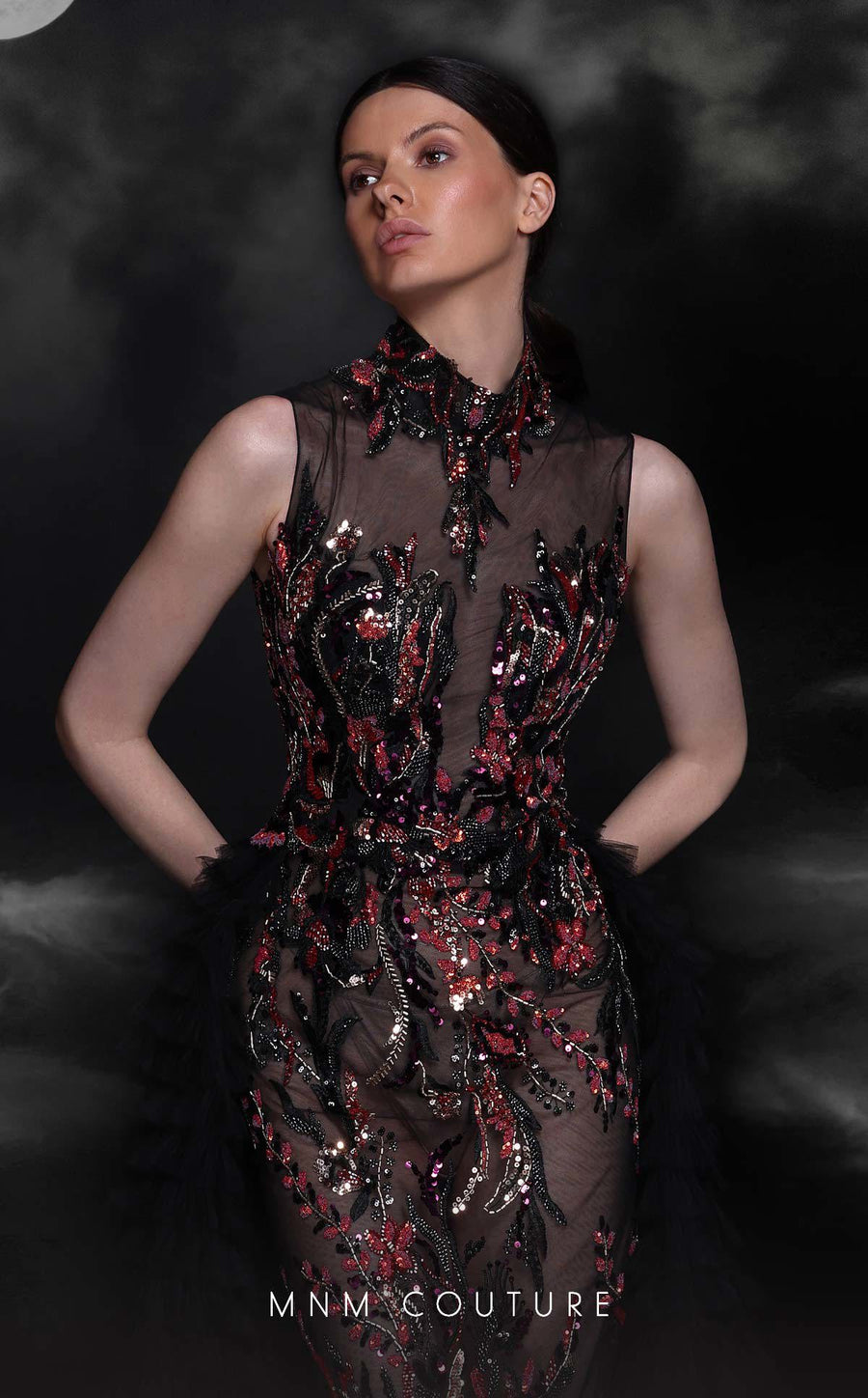 Formal Dresses Beaded Formal Long Overskirt Evening Dress Black