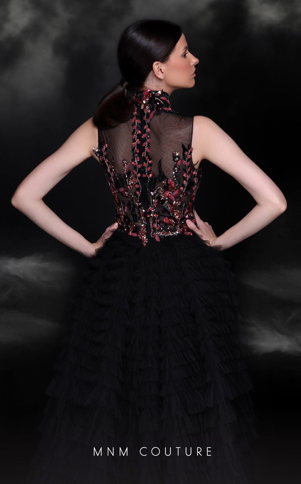 Formal Dresses Beaded Formal Long Overskirt Evening Dress Black