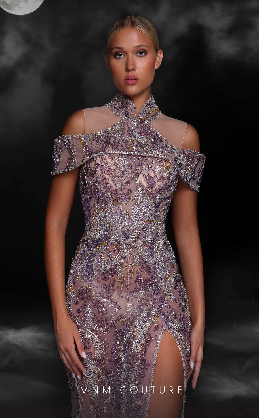 Formal Dresses Beaded Formal Long Fitted Evening Dress Purple