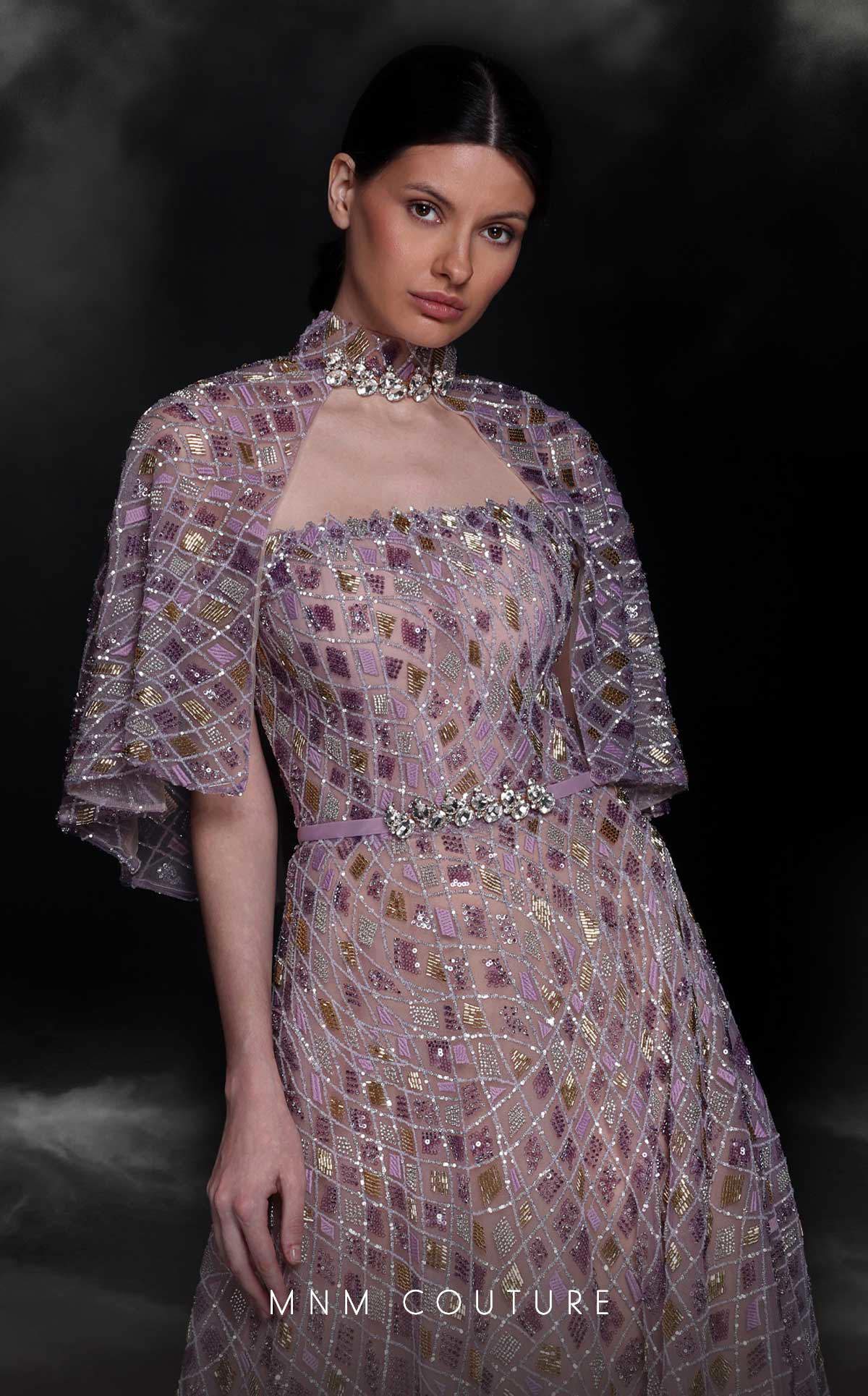 Prom Dresses Prom Beaded Sequin A Line Long Formal Cape Dress Lilac