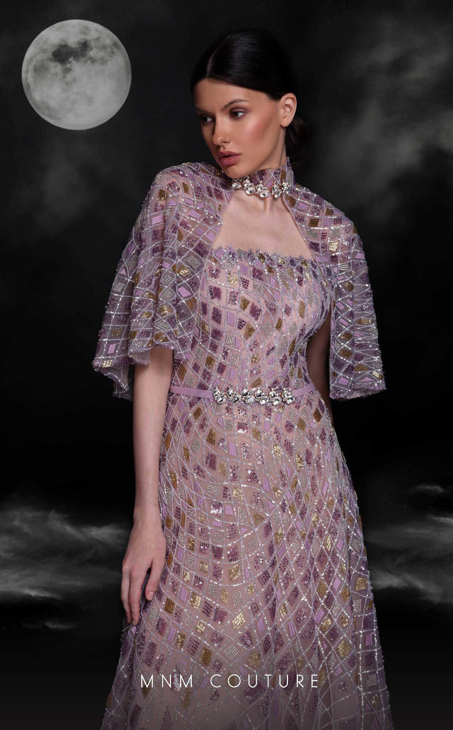 Prom Dresses Prom Beaded Sequin A Line Long Formal Cape Dress Lilac