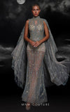 Formal Dresses Fitted Long Formal Beaded Cape Evening Prom Dress Tiffany