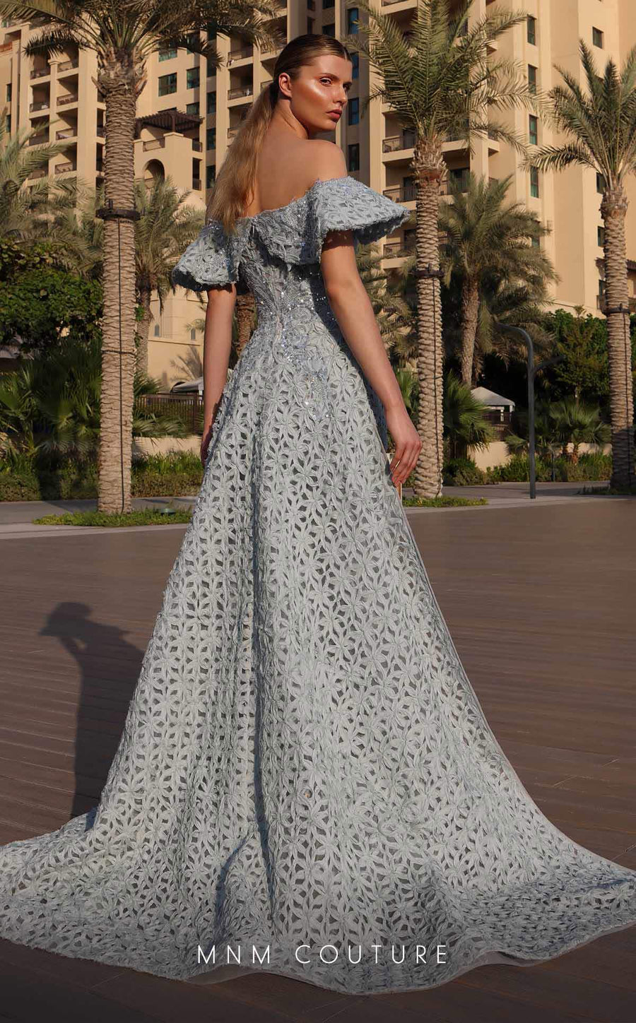 Formal Dresses Beaded Long Formal Lace Evening Prom Dress Blue