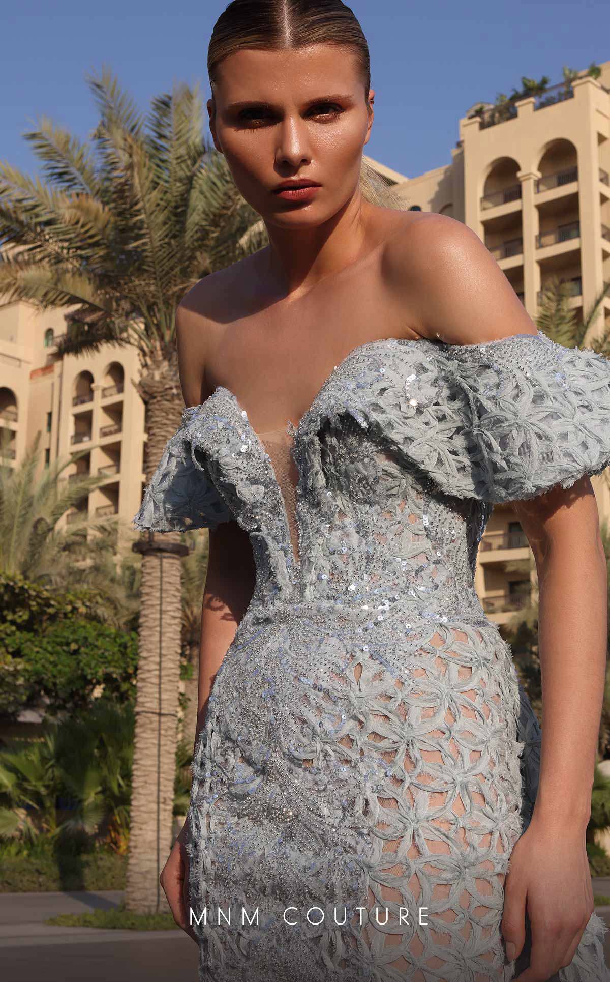 Formal Dresses Beaded Long Formal Lace Evening Prom Dress Blue