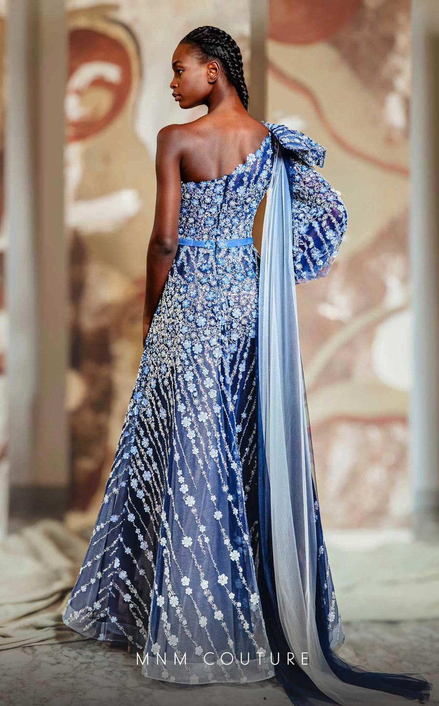 Formal Dresses A Line Floral Long Formal Evening Dress Blue