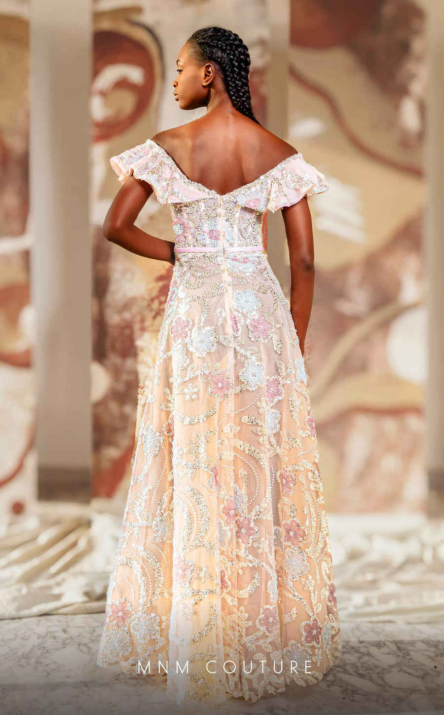 Prom Dresses Long Formal Beaded Sequin Ruffled A Line Prom Dress Pink