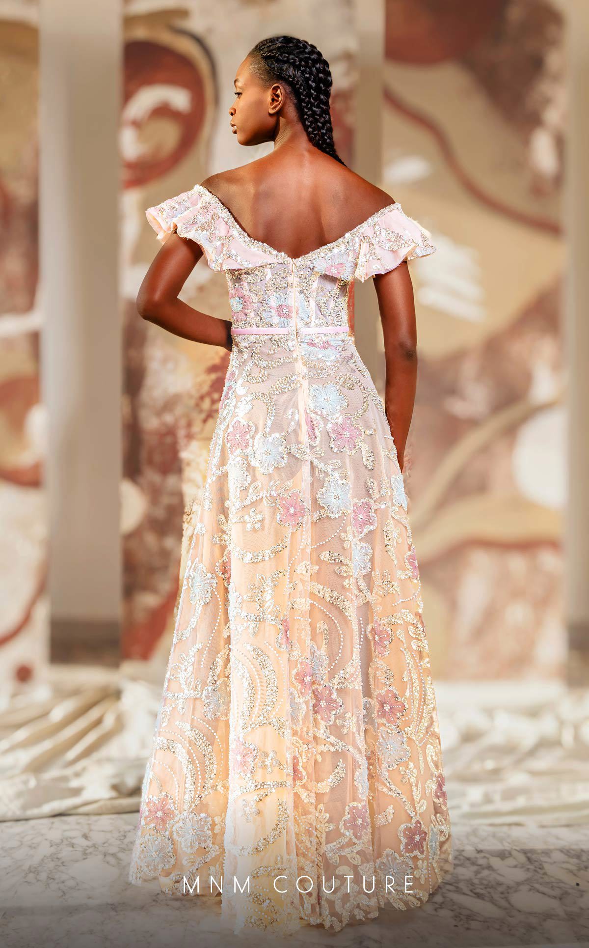 Prom Dresses Long Formal Beaded Sequin Ruffled A Line Prom Dress Pink