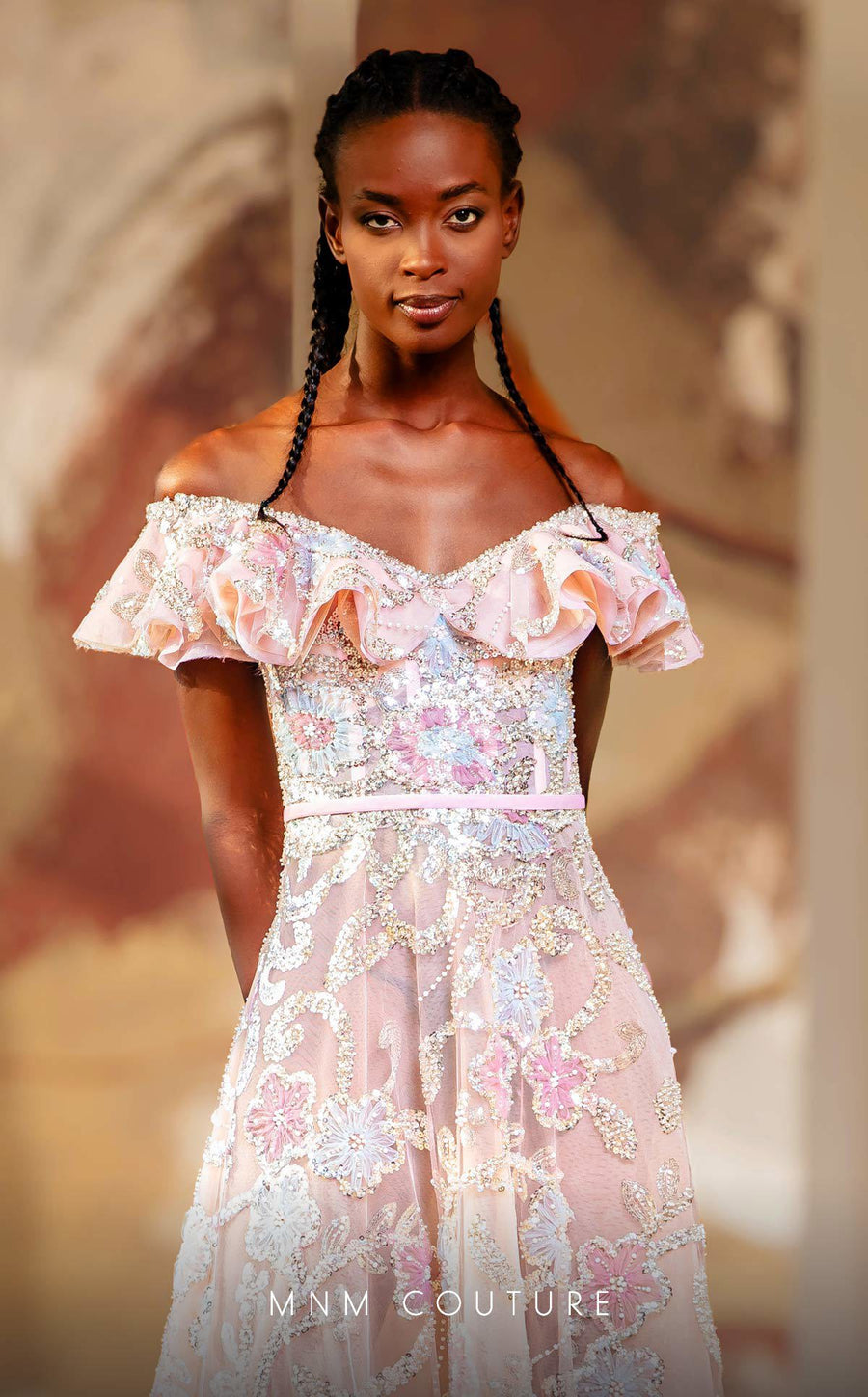 Prom Dresses Long Formal Beaded Sequin Ruffled A Line Prom Dress Pink