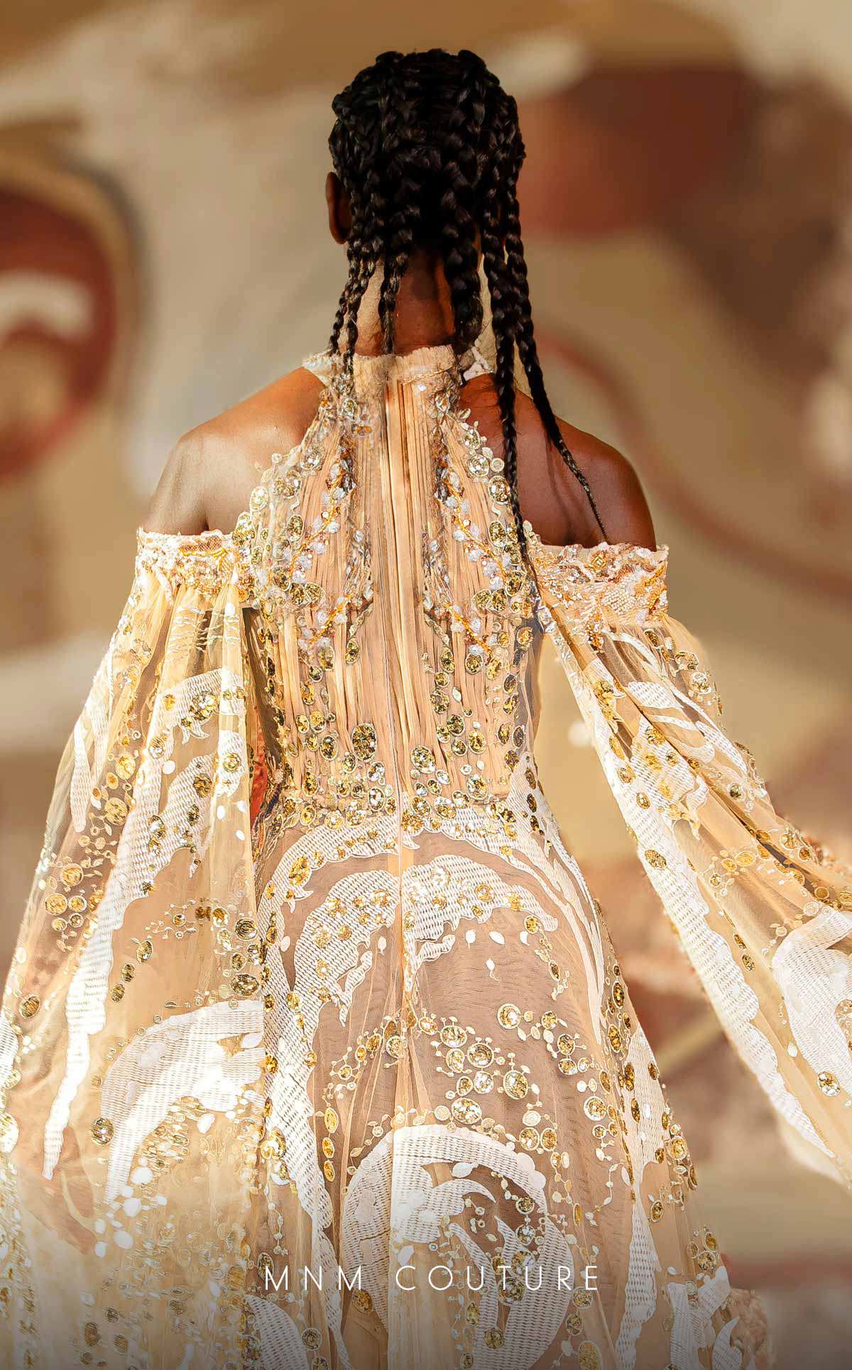 Formal Dresses Formal Long Beaded Lace Applique Cape Prom Dress Beige