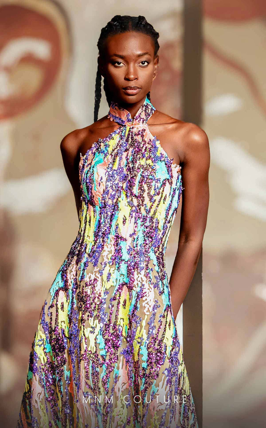 Formal Dresses Long Formal Beaded Lace Applique Sequin Prom Dress Multicolor