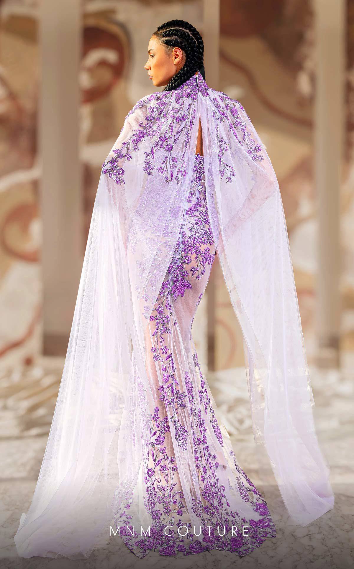 Formal Dresses Fitted Lace Applique Long Formal Beaded Prom Dress Purple