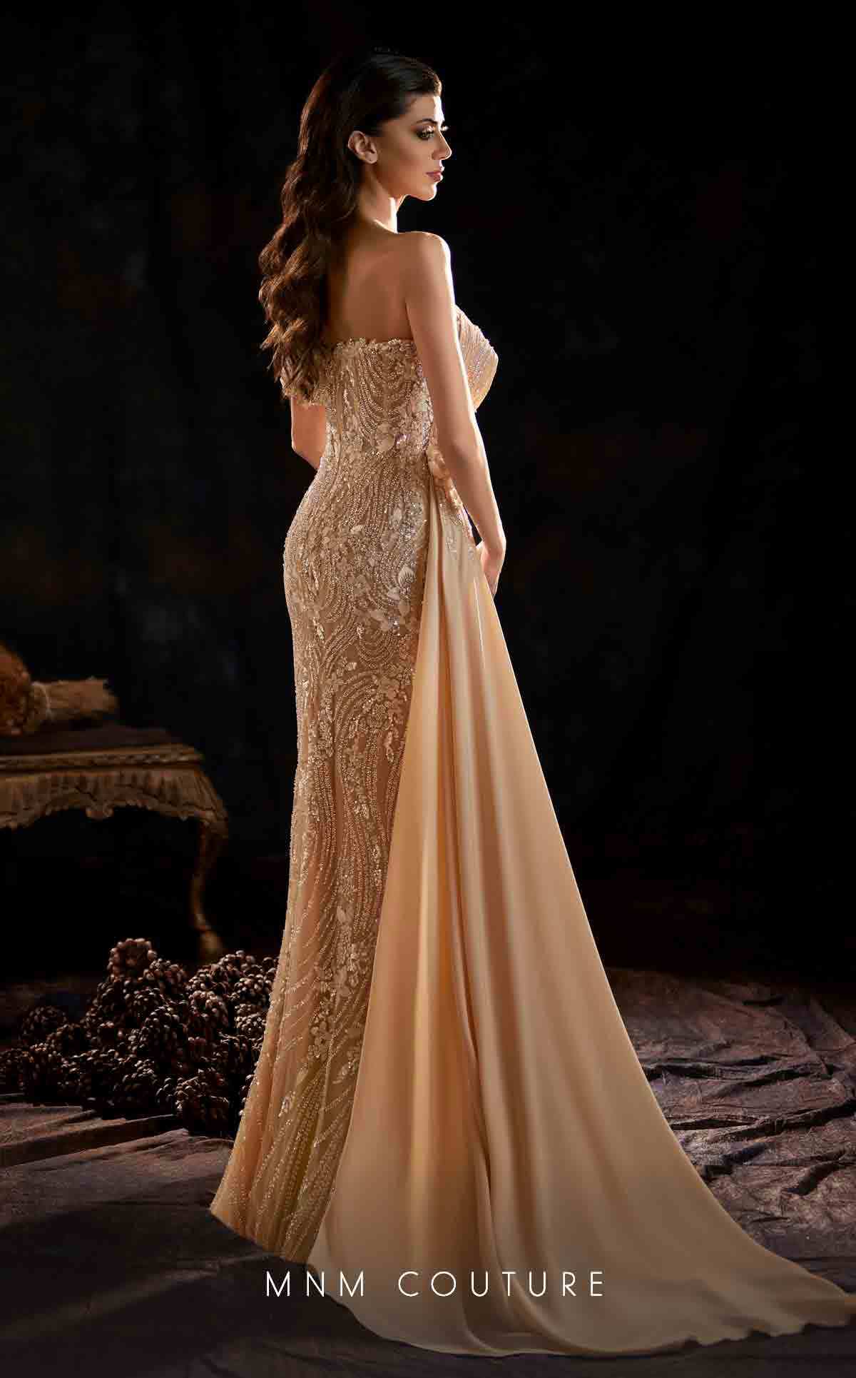 Prom Dresses Fitted Long Formal Beaded Overskirt Prom Dress Beige