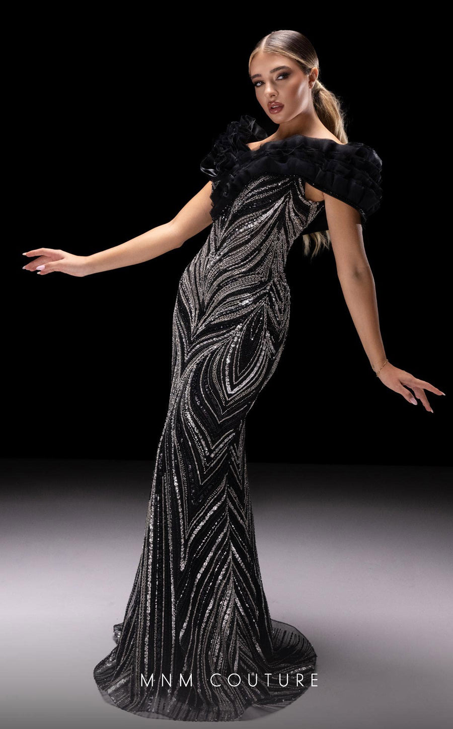 Formal Dresses Mermaid Fit Long Formal Beaded Prom Evening Dress Black