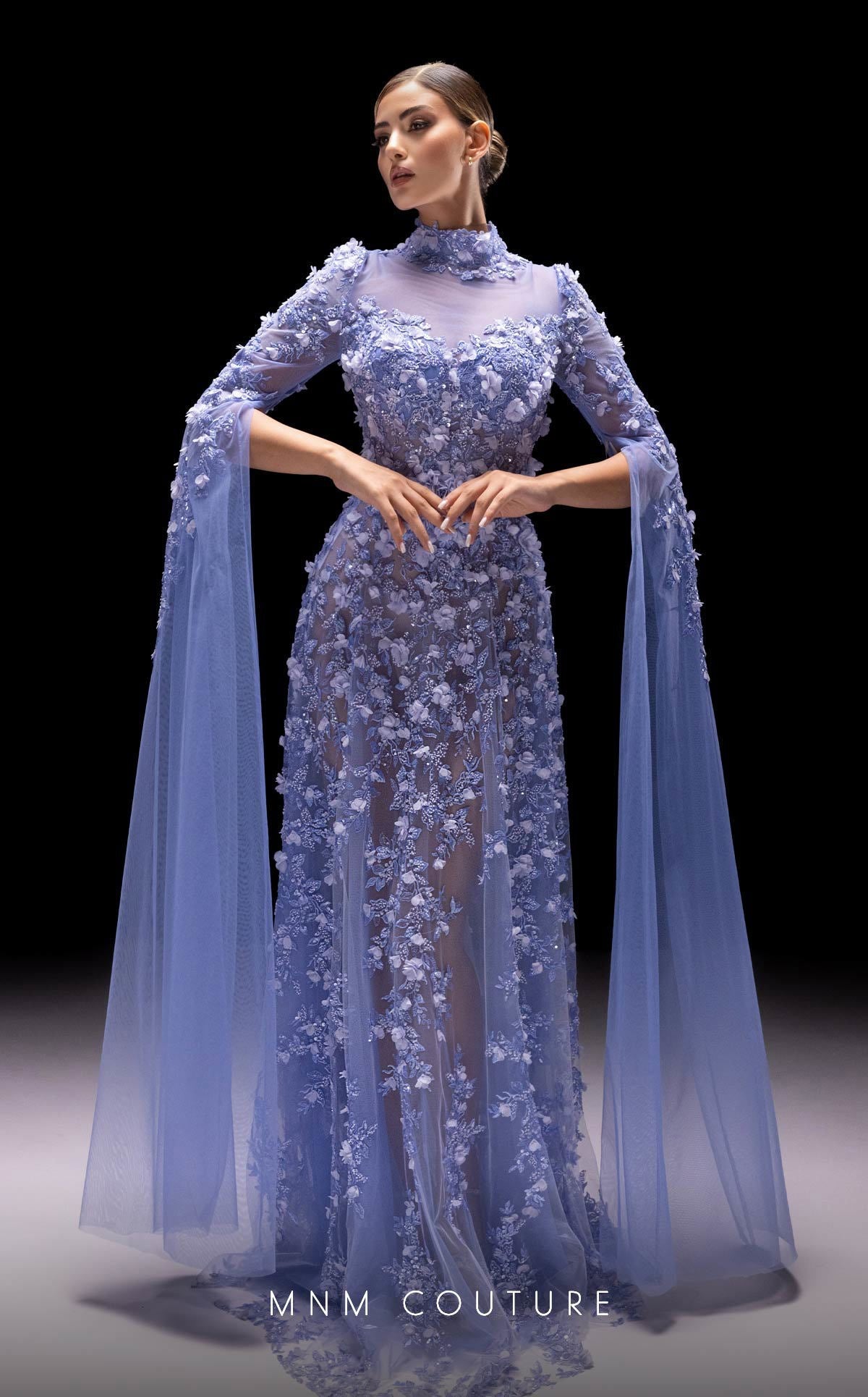 Formal Dresses Long Formal Beaded Applique Evening Dress Blue