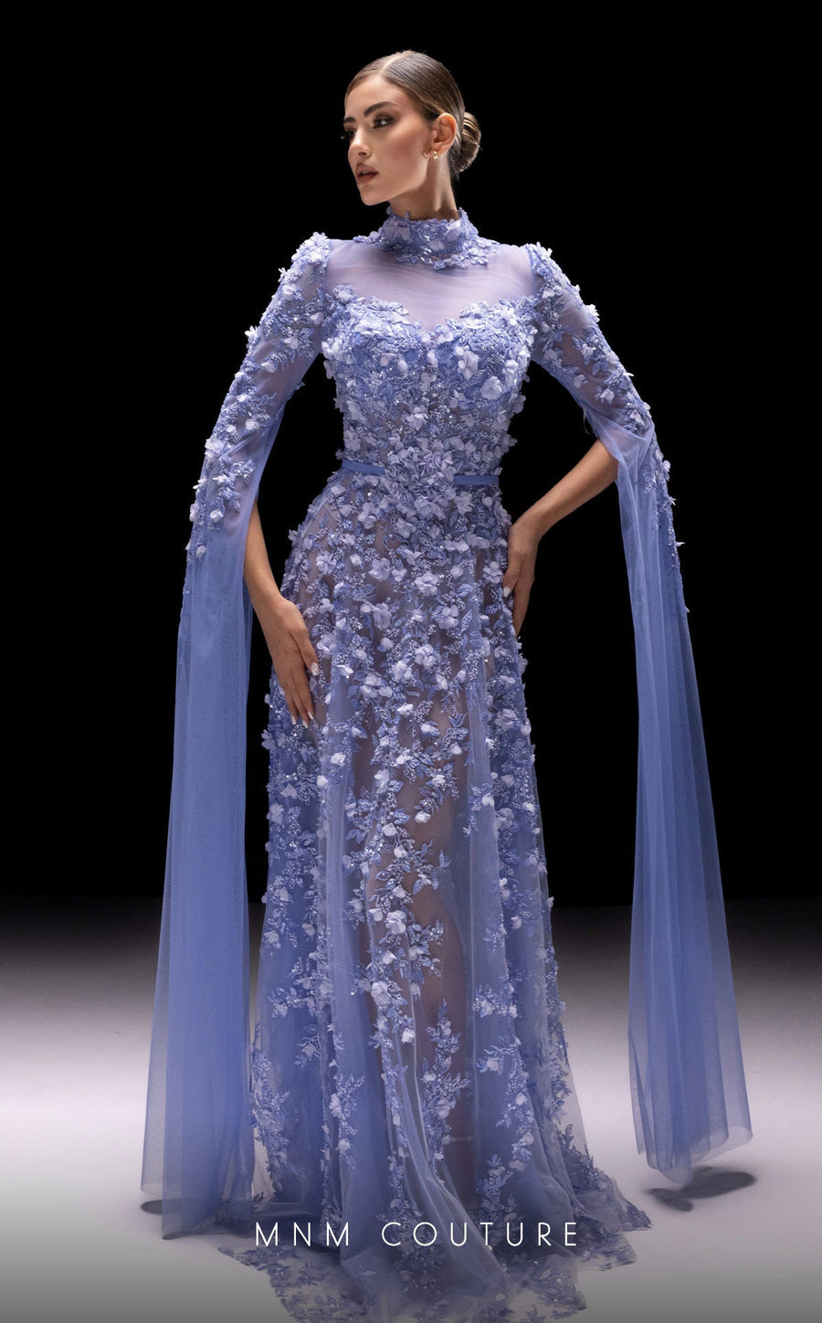 Formal Dresses Long Formal Beaded Applique Evening Dress Blue