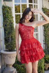 Cocktail Dresses Short  A Line Tiered Cocktail Dress Red