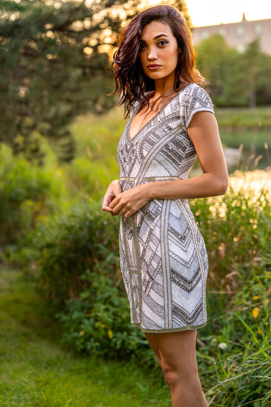 Cocktail Dresses Sequin Short Mini Cocktail Dress White