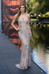 Prom Dresses Long Formal Beaded Fringe Prom Dress Blush/Silver