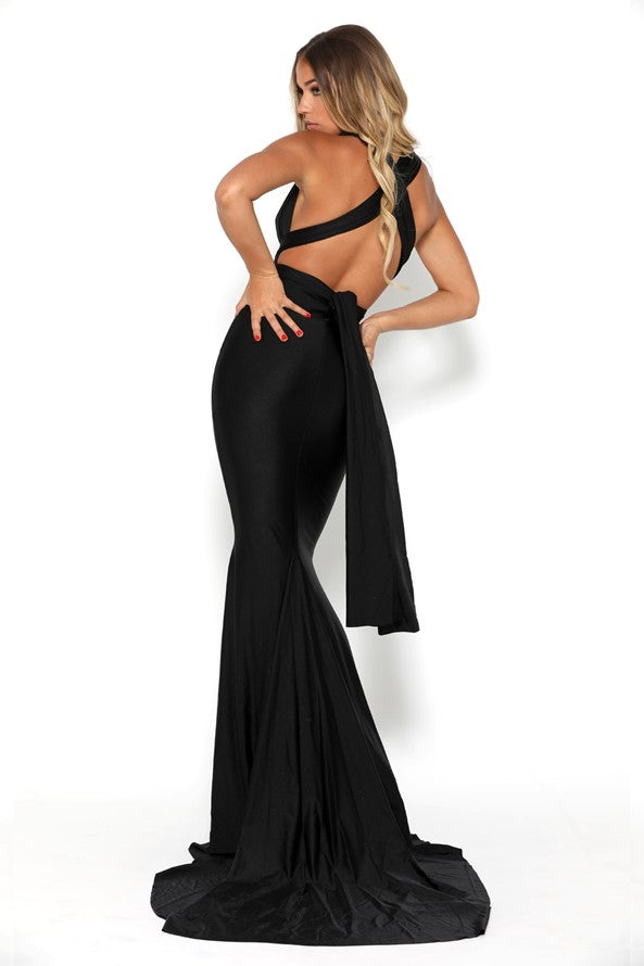 Formal Dresses Long Sleeveless Fitted Formal Dress Black