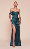 Prom Dresses  Fitted Slit Long Formal Corset Prom Gown French Navy