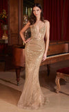 Prom Dresses Long Formal Prom Beaded Dress Mocha Gold