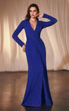 Formal Dresses Long Sleeve Formal Metallic Evening Dress Royal