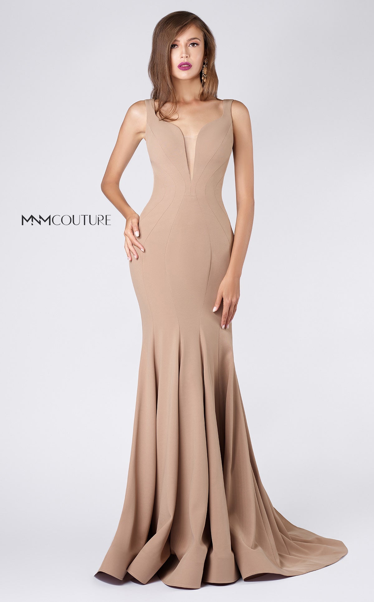 Formal Dresses Fitted Long Formal Mermaid Evening Dress Mocha
