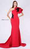 Formal Dresses Fitted Mermaid Long Formal Ruffle Evening Dress Red