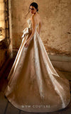 Formal Dresses Long Ball Gown Formal Beaded Slit Bow Evening Dress Gold