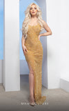 Formal Dresses Long Slit Formal Beaded Evening Dress  Gold