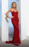 Prom Dresses Fitted Long Formal Sequin Beaded Prom Dress Red