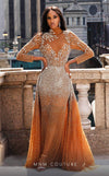 Formal Dresses Fitted Long Overskirt Beaded Evening Formal Dress Copper