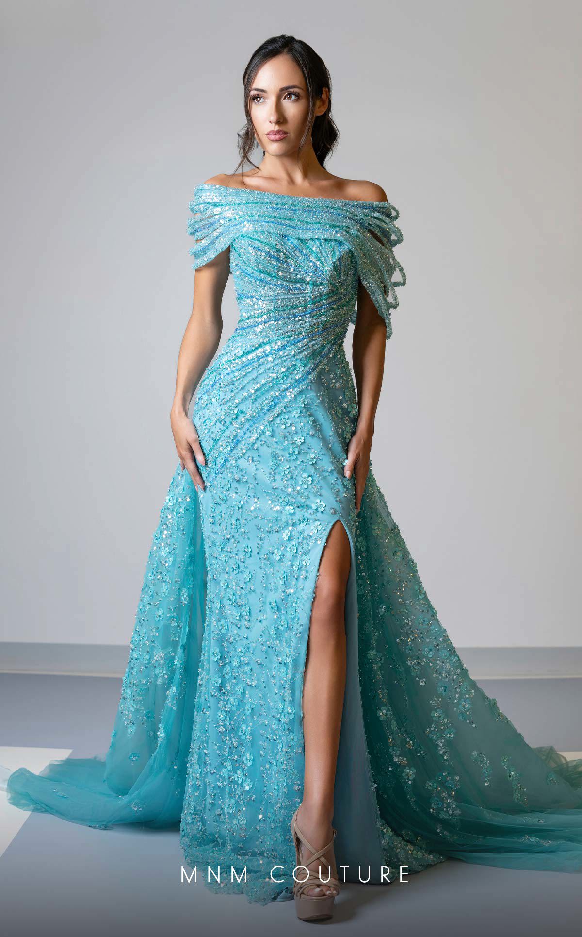 Formal Dresses Long Slit Formal Evening Mermaid Dress Aqua