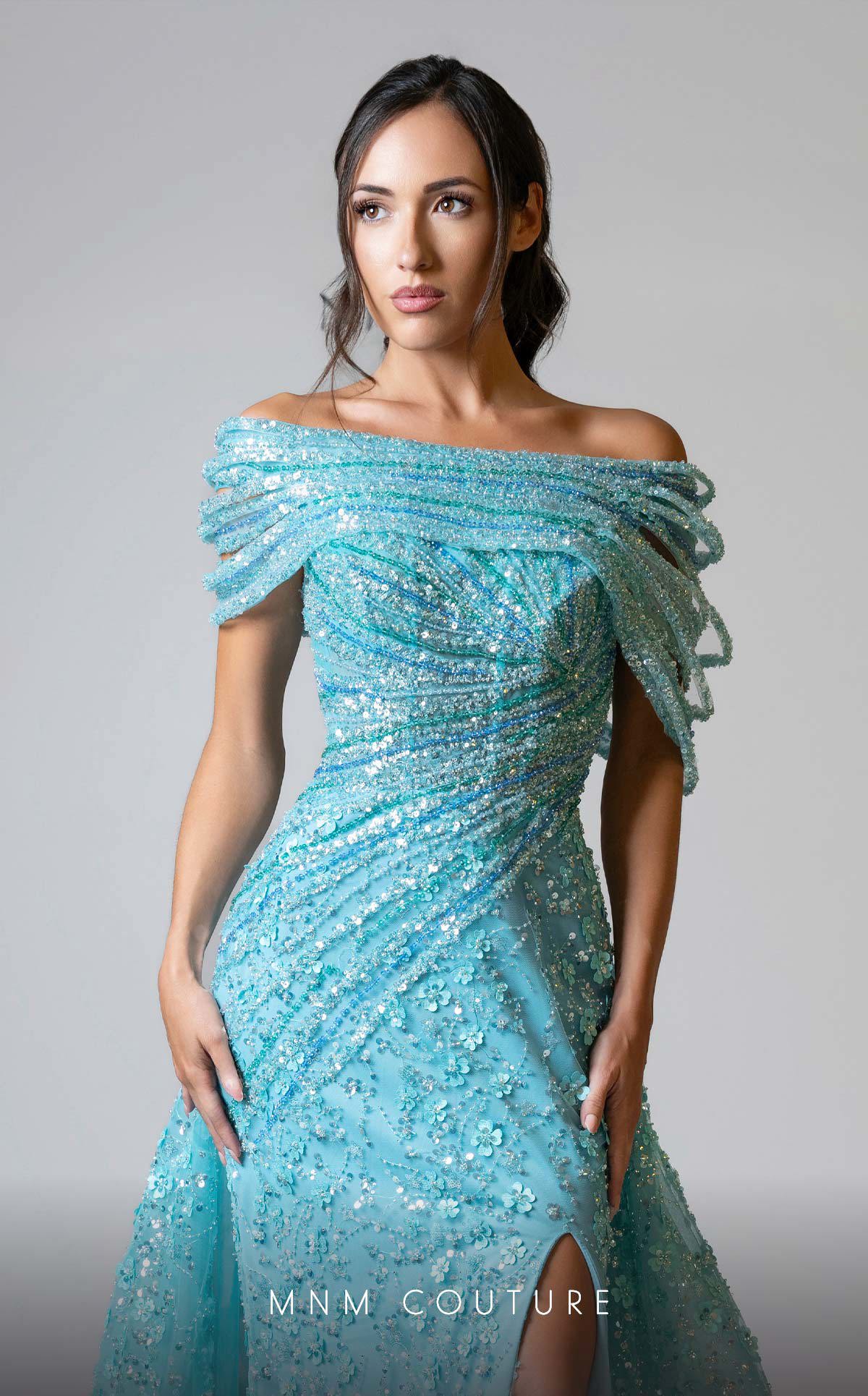 Formal Dresses Long Slit Formal Evening Mermaid Dress Aqua
