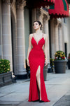 Prom Dresses M19016 Long Slit Formal Evening Prom Dress Red