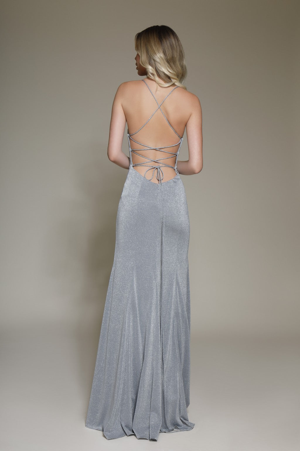 Prom Dresses Long Formal Prom Slit Fitted Dress Grey