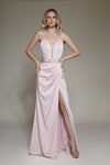 Prom Dresses Long Formal Chic Prom Slit Dress Pink