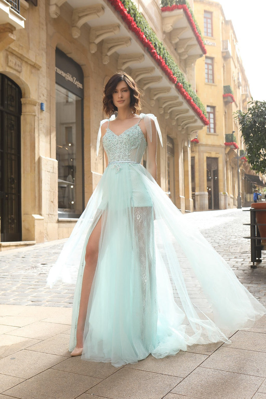 Prom Dresses Long A Line Slit Formal Prom Dress Baby Blue