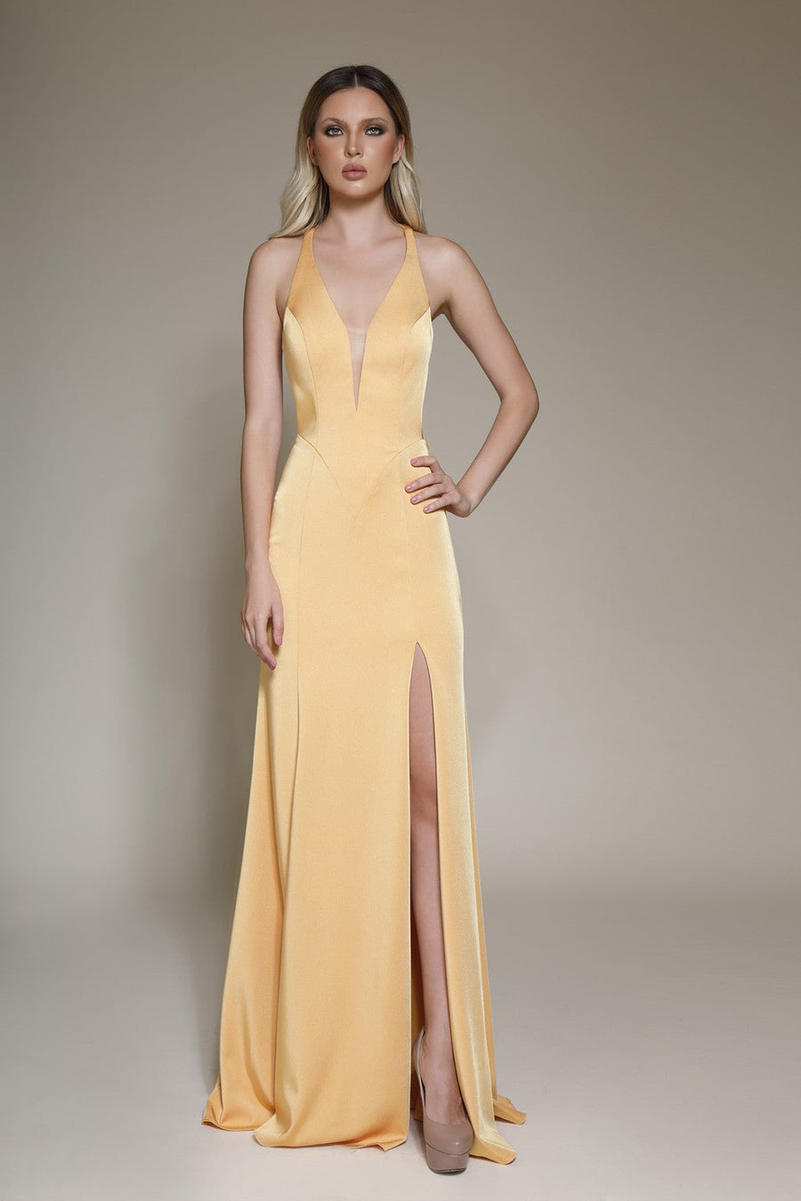 Prom Dresses Long Prom High Slit Formal Evening Dress Canary