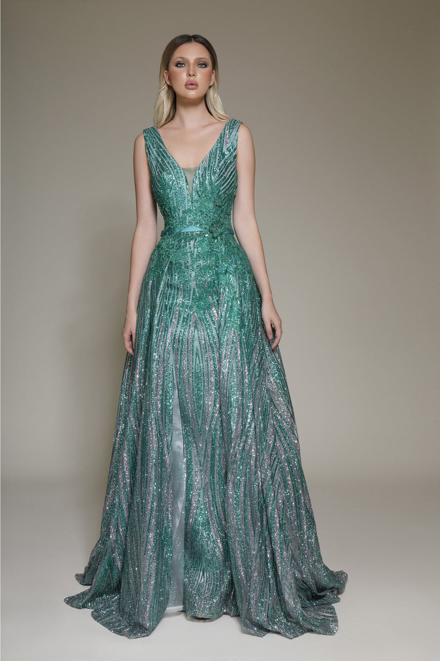 Formal Dresses Formal Long Evening Dress Green Silver