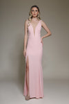 Prom Dresses Formal Slit Long Prom Evening Dress Pink