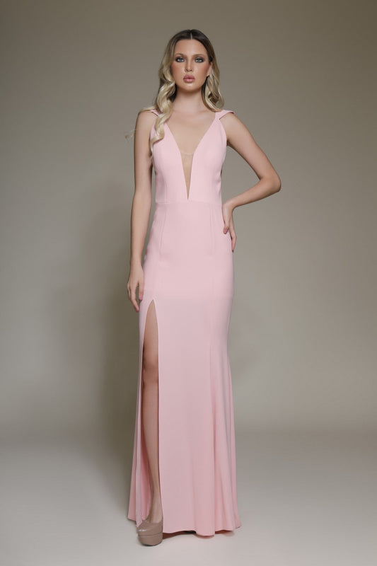Prom Dresses Formal Slit Long Prom Evening Dress Pink