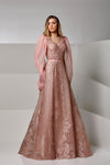 Formal Dresses A Line Long Lace Floral Formal Evening Dress Bright Rose