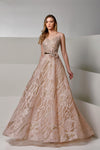 Formal Dresses A Line Long Floral Chic Formal Sequin Dress Misty Rose